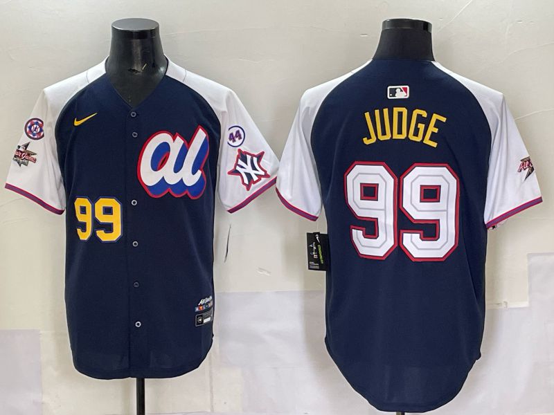 Men 2025 New York Yankees #99 Judge Drak Blue white All star Nike MLB Jersey style 58